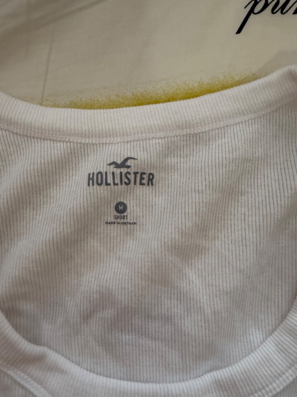 2 SHIRTS Hollister Ribbed Scoop Tank MEDIUM SHORT Pink White - Picture 6 of 8